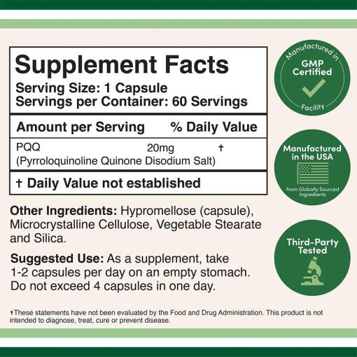 Double Wood Supplements - PQQ (pyrrolokinolinkinon), 60 kapslar - Bild 2