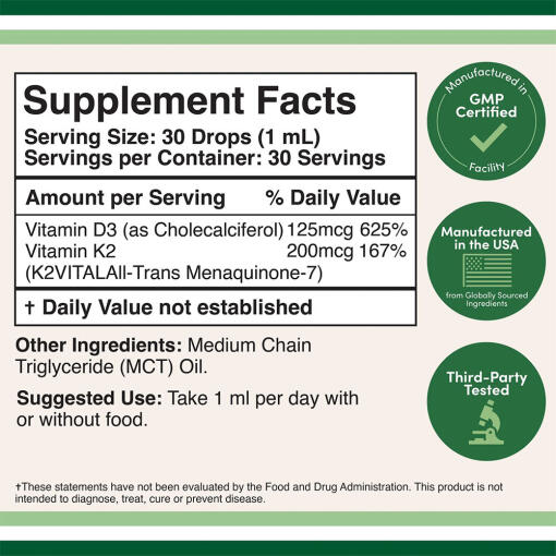 Double Wood Supplements - Vitamin D3 + K2 Flytande (30 ml) från Double Wood Supplements - Bild 2