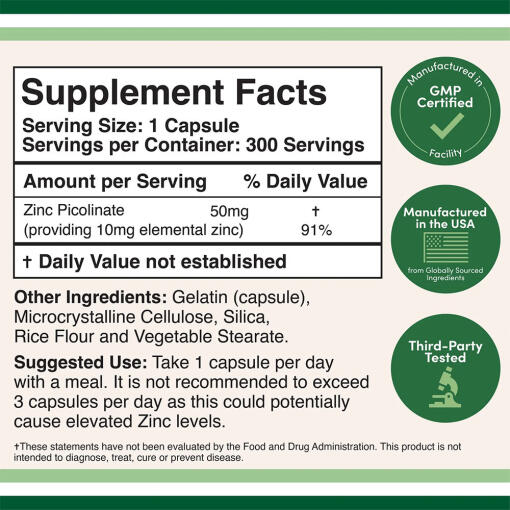 Double Wood Supplements - Zinkpikolinat (300 kapslar) - Bild 2
