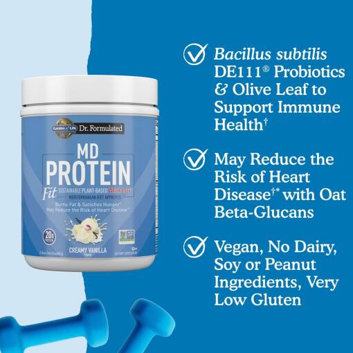 Garden of Life Dr. Formulated MD Protein FIT – Hållbart Växtbaserat Proteinpulver, Krämig Vanilj – 605 g - Bild 4