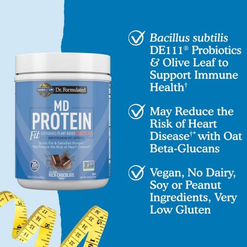 Garden of Life - Dr. Formulated MD Protein FIT Hållbart växtbaserat pulver, rik på choklad - 635g - Bild 4