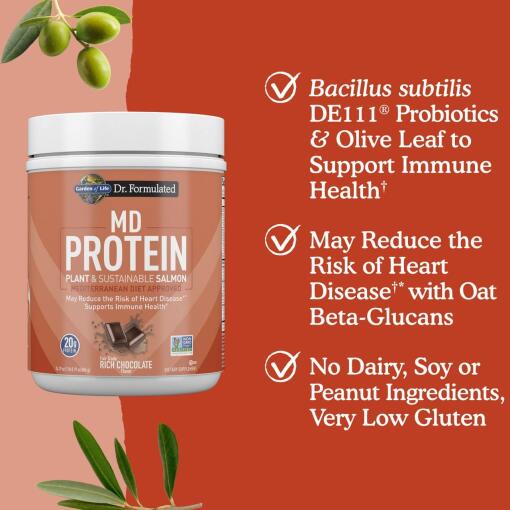 Livets Have - Dr. Formulated MD Proteinpulver från Växter & Hållbar Lax, Rik på Choklad, 686g - Bild 4