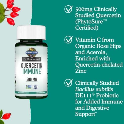 Garden of Life - Dr. Formulated Quercetin Immunförsvar, 500 mg - 30 vegetariska tabletter - Bild 5