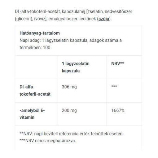 BioTechUSA - E-vitamin, 200 mg, 100 mjukkapslar - Bild 3