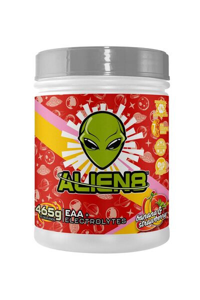 Alien8 - EAA + Elektrolyter, Banan & Jordgubb, 465g | Aminosyror och BCAAHälsokostBCAA och EAAGainers och kolhydraterFitness och träning | Apoteka