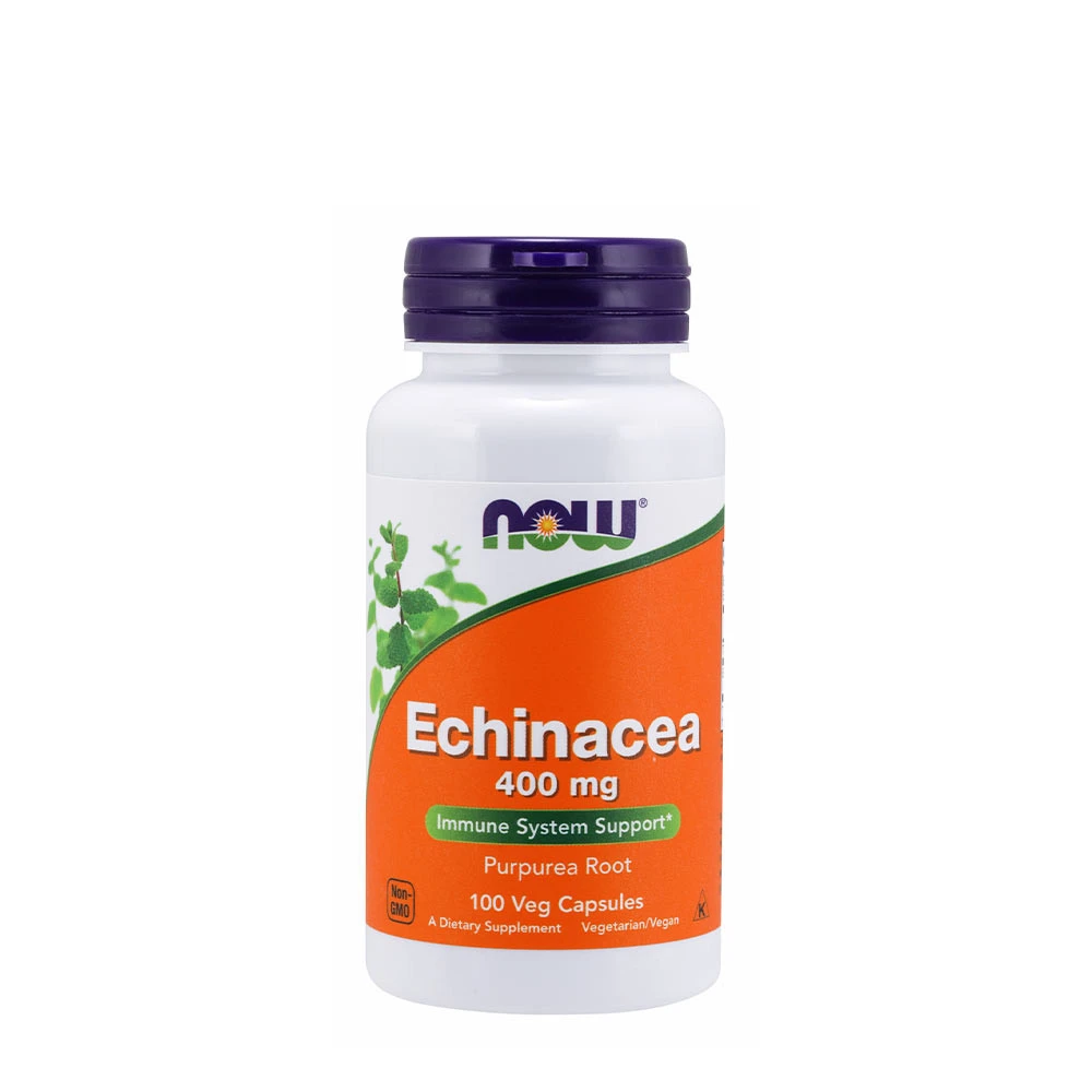 NOW - Echinacea, 400 mg - 100 vegetabiliska kapslar | Vitaminer och MineralerVeganska produkterHälsa och välbefinnandeÖrttillskottHälsokostÖrter och växtbaserade preparat | Apoteka