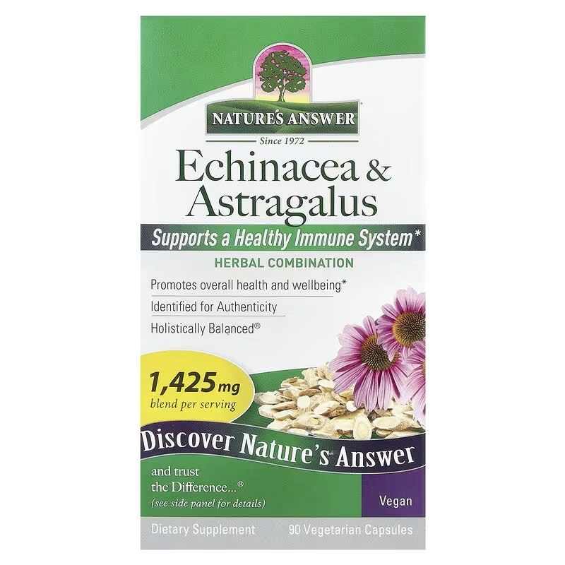 Natures Answer - Echinacea &amp; Astragalus, 1425 mg, 90 vegetabiliska kapslar | Vitaminer och MineralerVeganska produkterHälsa och välbefinnandeÖrttillskottHälsokostÖrter och växtbaserade preparat | Apoteka