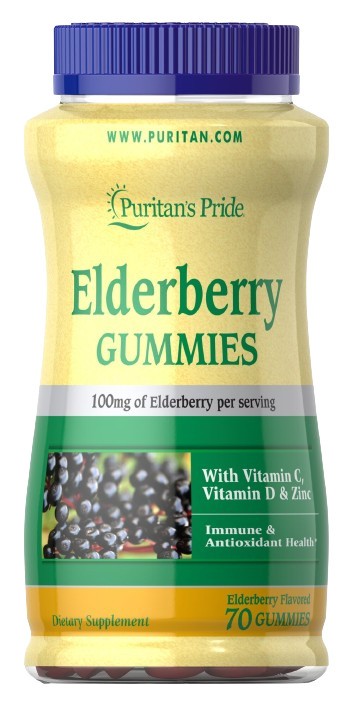 Puritans Pride - Fläderbärsgummies med Vitamin C, D &amp; Zink, 70 stycken | Vitaminer och MineralerVeganska produkterZinkHälsa och välbefinnandeHälsokostVitamin E | Apoteka