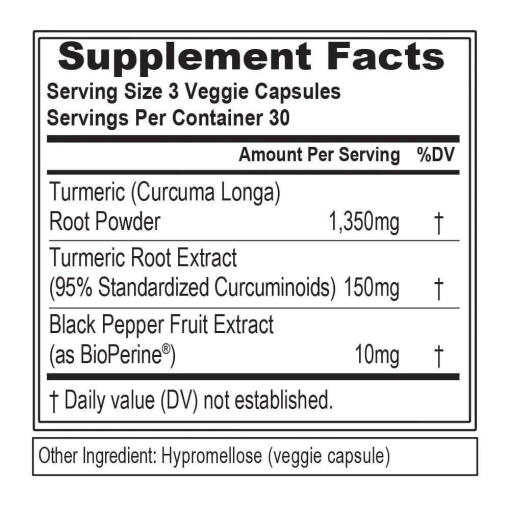 EVLution Nutrition - Gurkmeja 1500, 90 vegetabiliska kapslar - Bild 2