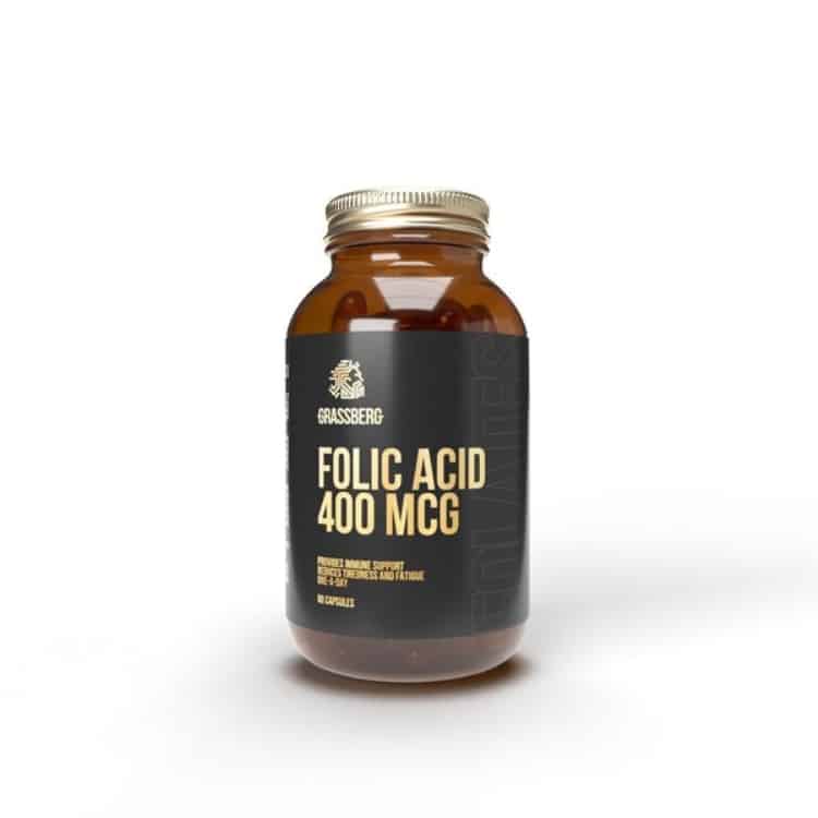 Grassberg - Folsyra, 400 mcg, 60 kapslar | Vitaminer och MineralerHälsa och välbefinnandeVissa vitaminerImmunförsvaretHälsokostStöd för ledernaFolatFolsyra | Apoteka