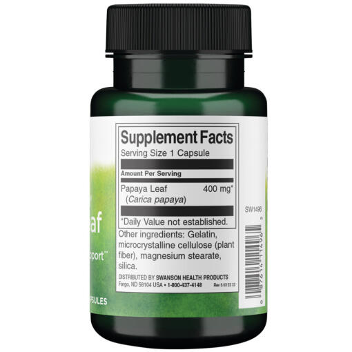 Swanson - Fullspektrum Papayablad, 400 mg - 60 kapslar - Bild 3