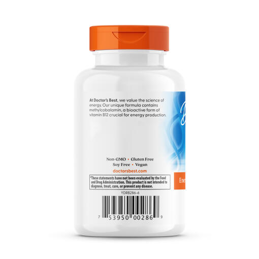 Doctor's Best - Fullt Aktivt B12, 1500 mcg - 60 vegetabiliska kapslar - Bild 3