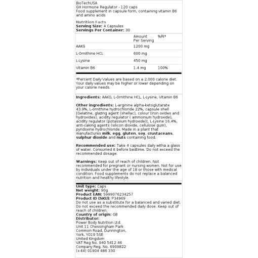 BioTechUSA - GH Hormonreglerare, 120 kapslar - Bild 2