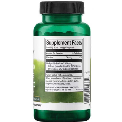 Swanson - Ginkgo Biloba-extrakt, 120 mg - 100 kapslar - Bild 3
