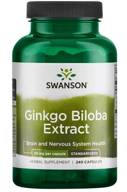 Swanson - Ginkgo Biloba Extrakt, 60 mg - 240 kapslar | Vitaminer och MineralerHälsa och välbefinnandeMental fokus och minneHälsokostÖrter och växtbaserade preparat | Apoteka