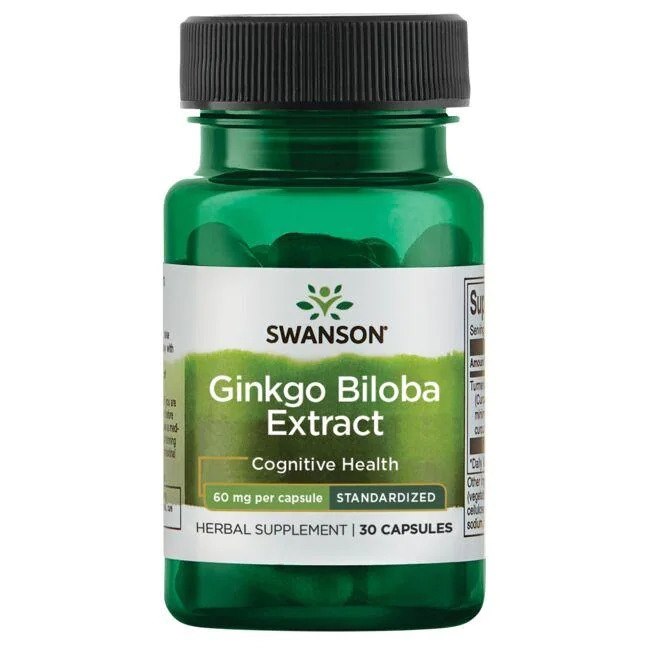 Swanson - Ginkgo Biloba-extrakt, 60 mg - 30 kapslar | Vitaminer och MineralerHälsa och välbefinnandeMental fokus och minneÖrttillskottHälsokostÖrter och växtbaserade preparat | Apoteka