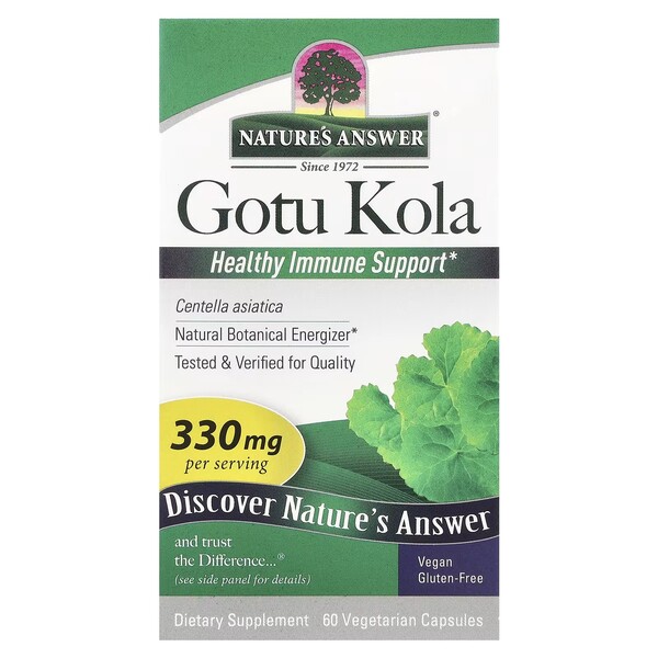 Natures Answer - Gotu Kola, 330 mg - 60 vegetabiliska kapslar | Veganska produkterHälsa och välbefinnandeHälsokostÖrter och växtbaserade preparat | Apoteka