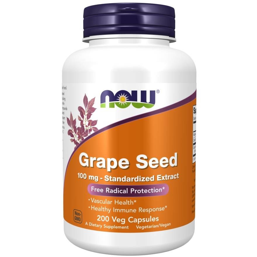 NOW Foods - Druvkärneextrakt Standardiserat, 100 mg - 200 vegkapslar | Vitaminer och MineralerVeganska produkterHälsa och välbefinnandeÖrttillskottHälsokostÖrter och växtbaserade preparat | Apoteka