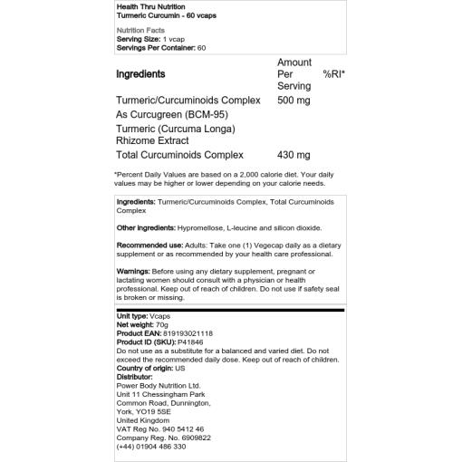 Health Thru Nutrition - Gurkmeja Curcumin, 120 vcaps - Bild 2