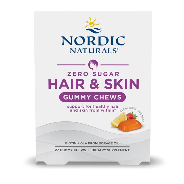 Nordic Naturals - Tuggummi för Hår och Hud, Jordgubbslemonad - 27 Stycken | Vitaminer och MineralerVeganska produkterHälsa och välbefinnandeHälsokostGummibär | Apoteka