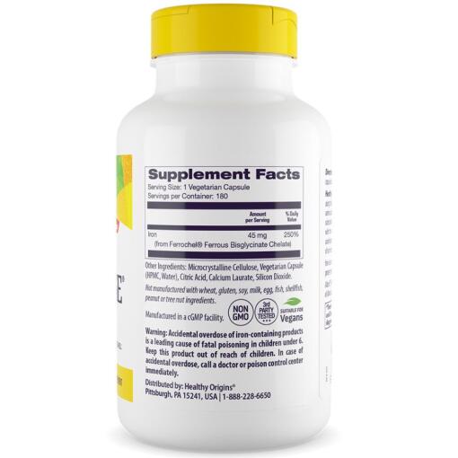 Healthy Origins - Iron Ease, 45 mg, 180 kapslar - Bild 3