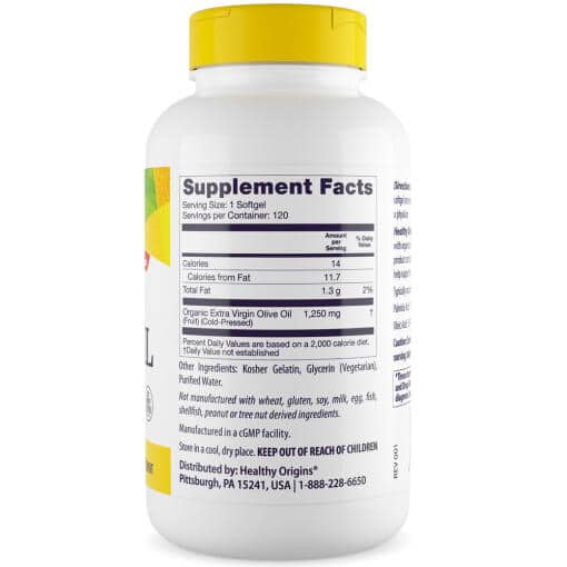 Healthy Origins - Olivolja, 1250 mg, 120 mjukkapslar - Bild 3