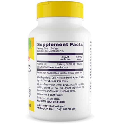 Healthy Origins - Vitamin D3 Depot, 10 000 IU, 120 mjuka kapslar - Bild 4