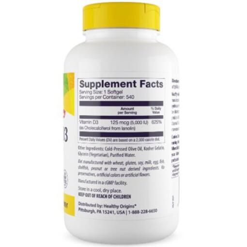 Healthy Origins - Vitamin D3 Depot, 5000 IE, 540 mjuka kapslar - Bild 4