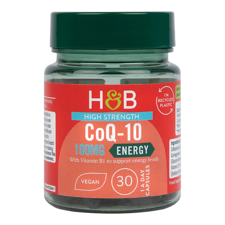 Holland &amp; Barrett - Höghållfast CoQ-10, 100 mg - 30 vegetabiliska kapslar | Veganska produkterHälsa och välbefinnandeHälsokostCoQ10Koenzym Q10 | Apoteka
