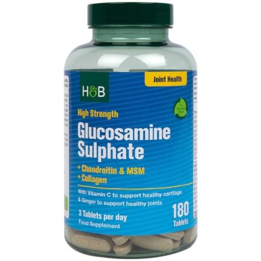 High Strength Glucosamine Sulphate + Chondroitin & MSM + Collagen - 180 tabs