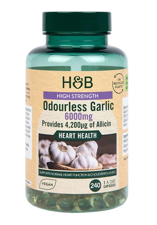 Holland &amp; Barrett - Höghållfast Luktfri Vitlök, 6000 mg - 240 kapslar | Veganska produkterHälsa och välbefinnandeÖrttillskottHälsokostÖrter och växtbaserade preparat | Apoteka