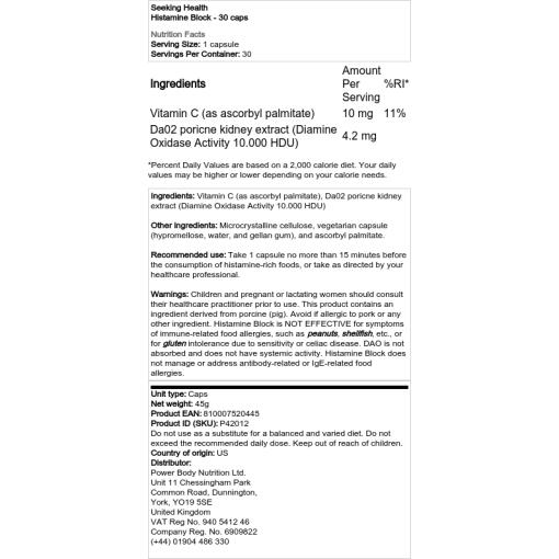Seeking Health - Histaminblock, 30 kapslar - Bild 2