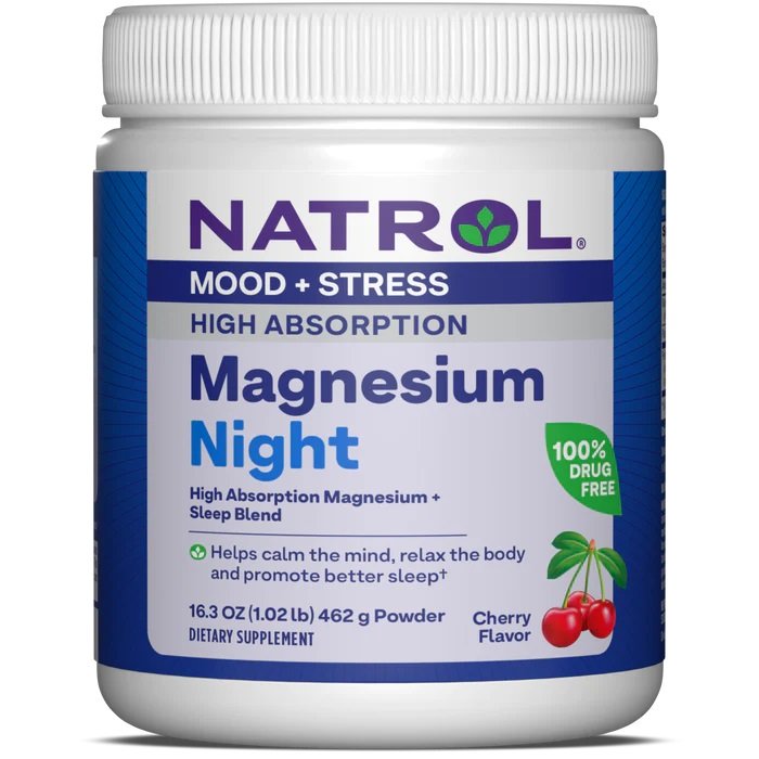 Natrol - Högabsorberande Magnesium Natt, Körsbär - 462 g | Hälsa och välbefinnandeHälsokostSömnstödMagnesiumMatsmältningshälsaHumörförbättring | Apoteka