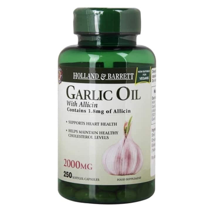 Holland &amp; Barrett - Vitlöksolja med Allicin, 2000 mg, 250 kapslar | Hälsa och välbefinnandeImmunförsvaretHälsokostÖrter och växtbaserade preparat | Apoteka