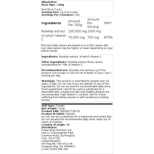 Allnutrition - Nypon, 100g - Bild 2