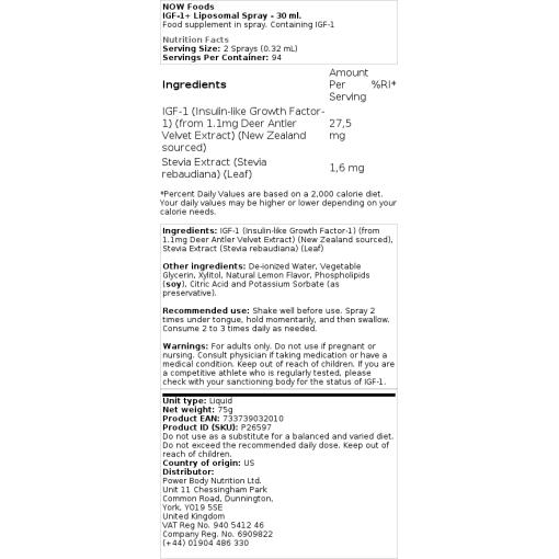 NOW Foods - IGF-1+ Liposomal Spray, 30 ml - Bild 2