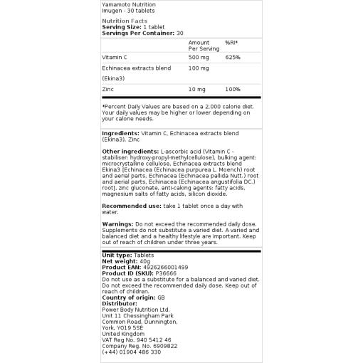 Yamamoto Research - Imugen, 30 tabletter - Bild 2