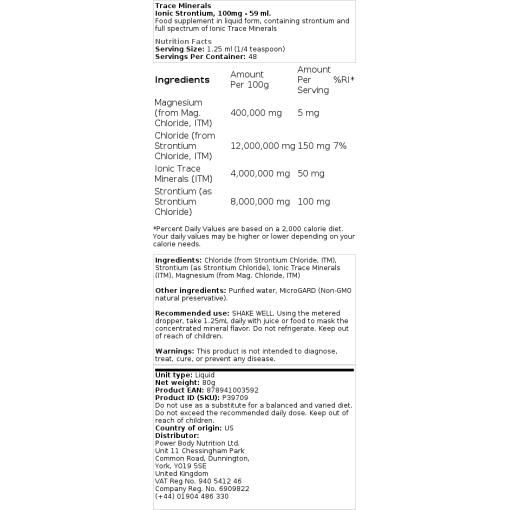 Trace Minerals - Joniskt Strontium, 100 mg - 59 ml - Bild 3