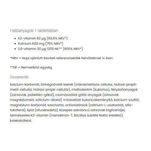 JutaVit - Calcium Forte + Ca/K2/D3, 30 tabletter - Bild 2