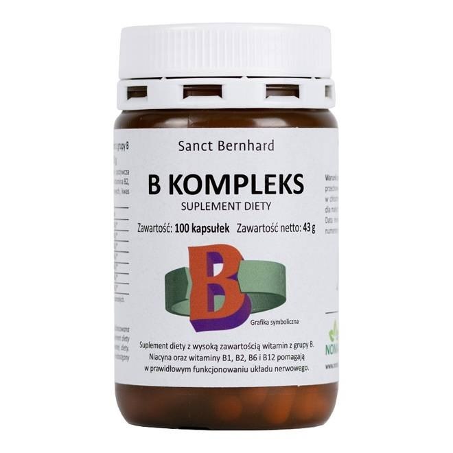 Krauterhaus Sanct Bernhard - B-komplex, 100 kapslar | Vitaminer och MineralerVissa vitaminerB-vitaminNiacinFolsyra | Apoteka