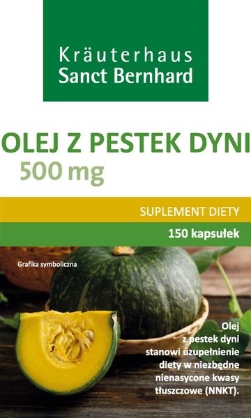 Krauterhaus Sanct Bernhard - Pumpafröolja, 500 mg (150 kapslar) | Vitaminer och MineralerHälsa och välbefinnandeÖrttillskottÖrter och växtbaserade preparatOmega & Näringsoljor | Apoteka