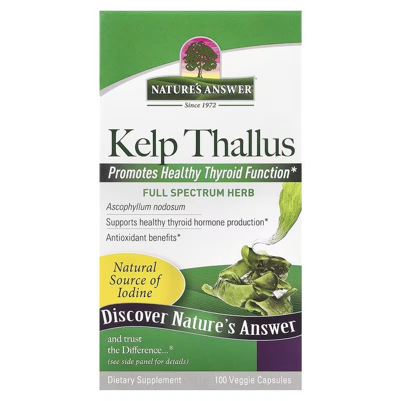 Natures Answer - Kelp Thallus, 100 vegetabiliska kapslar | Vitaminer och MineralerVeganska produkterHälsa och välbefinnandeÖrttillskottHälsokostÖrter och växtbaserade preparat | Apoteka