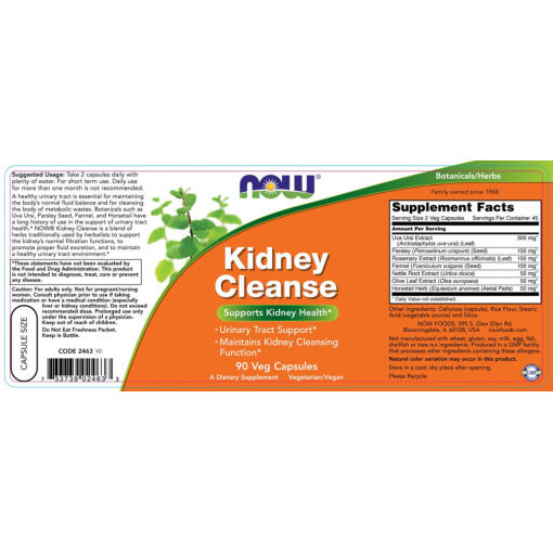 NOW - Kidney Cleanse, 90 kapslar - Bild 2