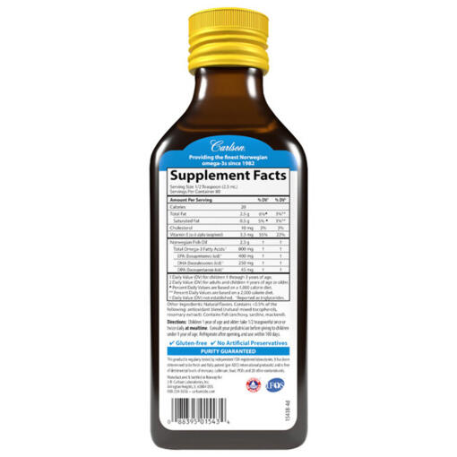 Carlson Labs - Barnens Allra Finaste Fiskolja, 800 mg Citron - 200 ml - Bild 3