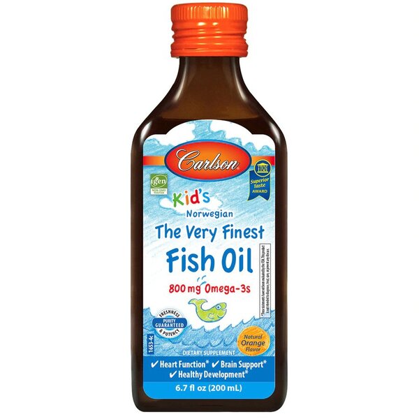 Carlson Labs - Barnens Allra Finaste Fiskolja, Naturlig Apelsin 800 mg - 200 ml | Hälsa och välbefinnandeOmega och fiskoljaHälsokostBarns hälsaOmega & Näringsoljor | Apoteka