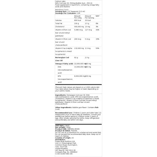 550mg Natural Lemon - 250 ml.