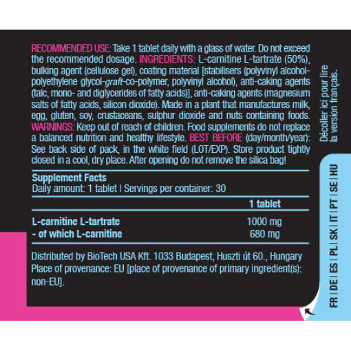 BioTechUSA - L-Carnitine, 30 tabletter - Bild 5