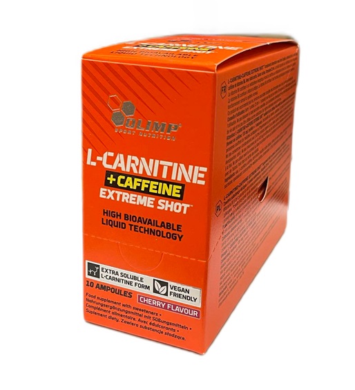 Olimp Nutrition - L-Carnitine + Koffein Extreme Shot, Körsbär, 10 x 25 ml | Veganska produkterKoffeinHälsokostL-karnitin | Apoteka