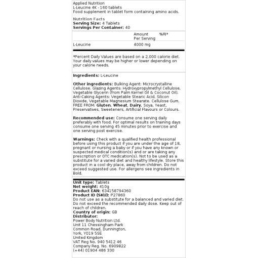 Applied Nutrition - L-Leucine 4K, 160 tabletter - Bild 2