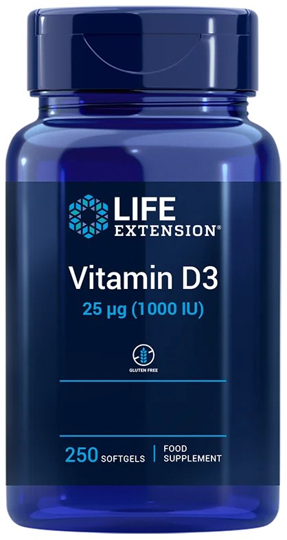 Life Extension - Vitamin D3, 25 mcg (1000 IU), EU-version, 250 kapslar | Vitaminer och MineralerVissa vitaminerD-vitamin | Apoteka